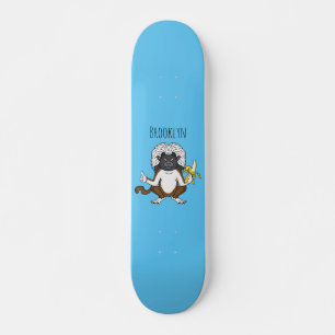 Cotton Top Tamarin Affe Cartoon Illustration Skateboard