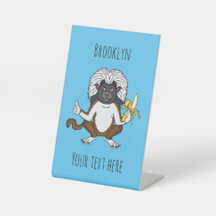 Cotton Top Tamarin Affe Cartoon Illustration Sockelschild