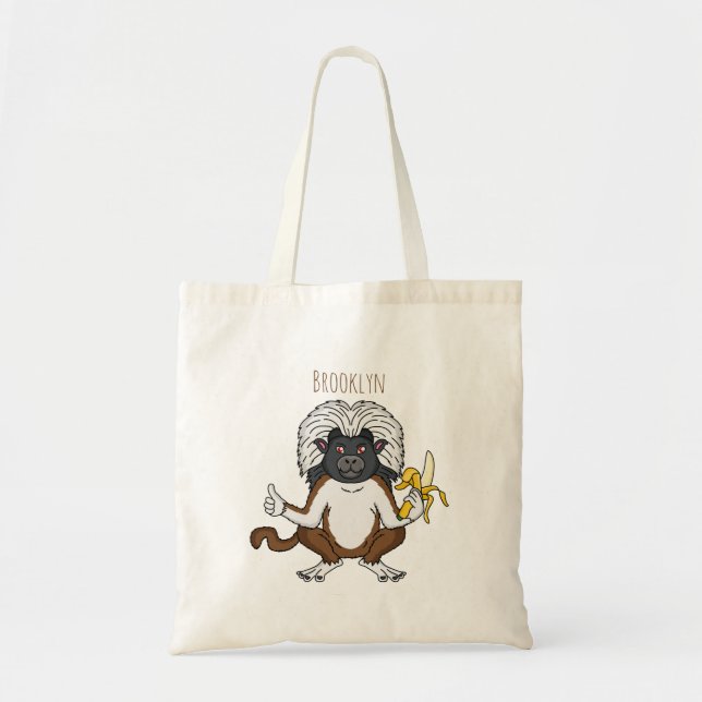Cotton Top Tamarin Affe Cartoon Illustration Tragetasche (Vorne)