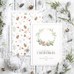 Cotton Winter Greenerity Wreath Merry Christmas Ho Feiertagskarte<br><div class="desc">Suchen Sie eine schöne, einfache und elegante Urlaubskarte? Schauen Sie nicht weiter als unsere Cotton Winter Greenery Wreath Frohe Weihnachts-Script-Weihnachtskarte! Diese atemberaubende Karte zeigt eine lockere Kranzanordnung von festlichen Wasserfarben-Baumwollkronen und Wintergärten, mit der "Frohe Weihnachten"-Nachricht in einem beliebten Schriftart-Duo geschrieben mit Kalligraphie und Serifen. Die Karte kann mit Ihrem Namen...</div>
