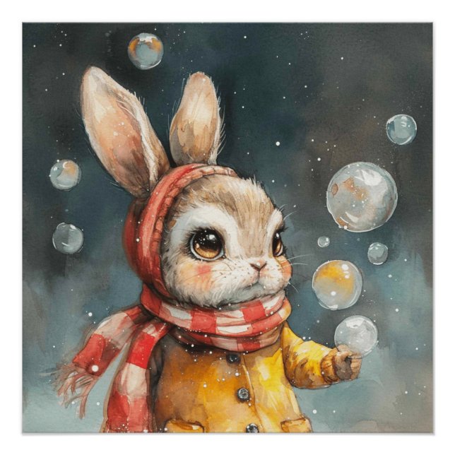 Cottontail Bubbles: Ein bisschen Whimsy Bunny Poster (Vorderseite)