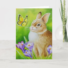 Cottontail Rabbit Butterfly Crocus Karte