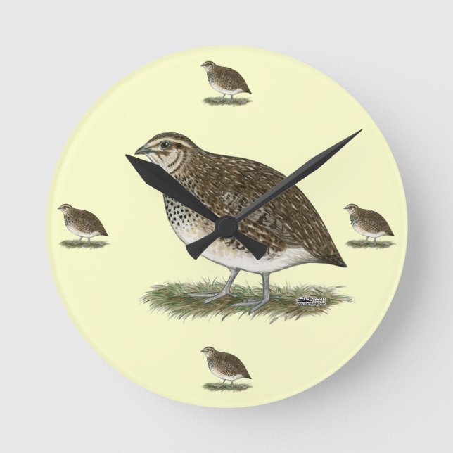 Coturnix Quail Hen Runde Wanduhr (Vorderseite)