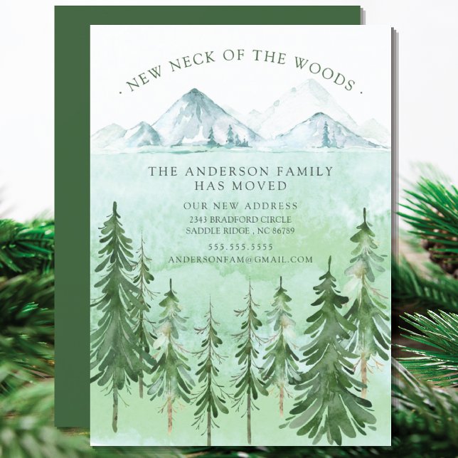 Cou des Bois | Montagnes Moving Faire-part (Créateur téléchargé)