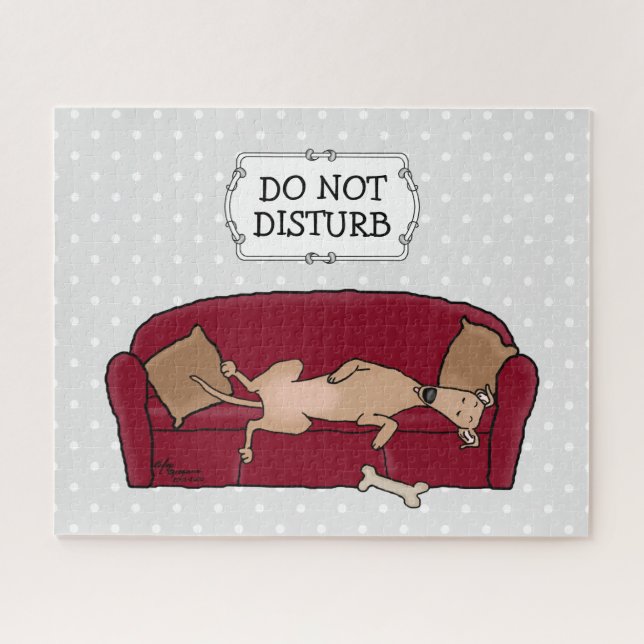 Couch Greyhound (fawn) Dog Lazy Sleeping Funny (Horizontal)