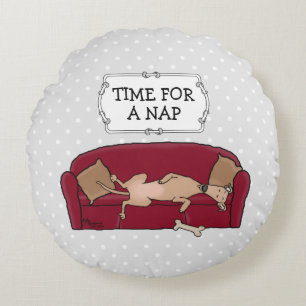 Couch Greyhound (fawn) Dog Lazy Sleeping Funny Rundes Kissen