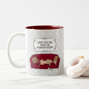 Couch Greyhound (fawn) Dog Lazy Sleeping Funny Zweifarbige Tasse