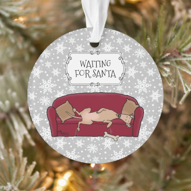 Couch Greyhound (fawn) Hund Gewartet für Santa Ornament (Baum)