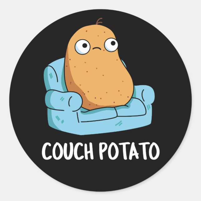 Couch Potato Funny Potato Puppe Dark BG Runder Aufkleber (Vorderseite)