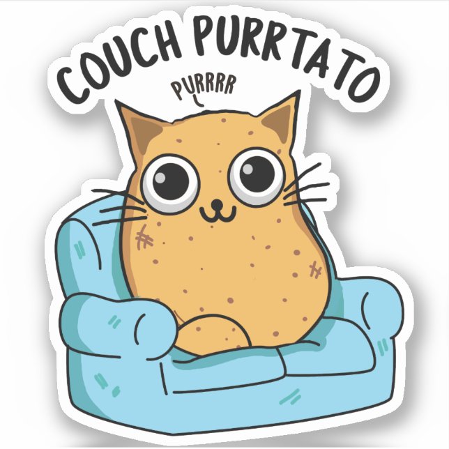 Couch Purrtato Funny Potato Puff Aufkleber (Vorderseite)