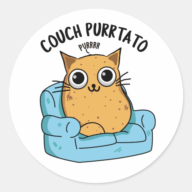 Couch Purrtato Funny Potato Puff Runder Aufkleber (Vorderseite)