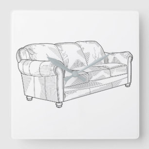 Couch Quadratische Wanduhr