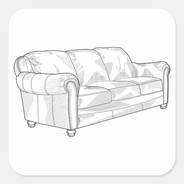 Couch Quadratischer Aufkleber (Vorderseite)