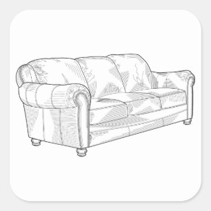 Couch Quadratischer Aufkleber