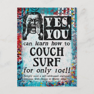 Couch Surf - Lustige Vintage-Werbung Postkarte