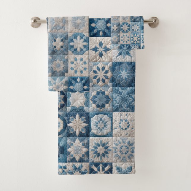 Couche de flocons de neige bleu et blanc (En situation)