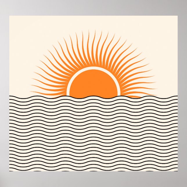 Coucher de soleil Abstrait : décoration boho géomé (Devant)