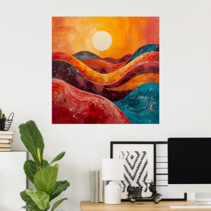 Coucher de soleil Abstrait - Impression d'art Wavy
