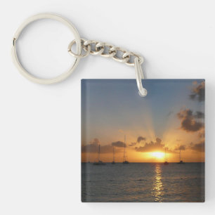 Coucher de soleil avec voiliers Paysage tropical P