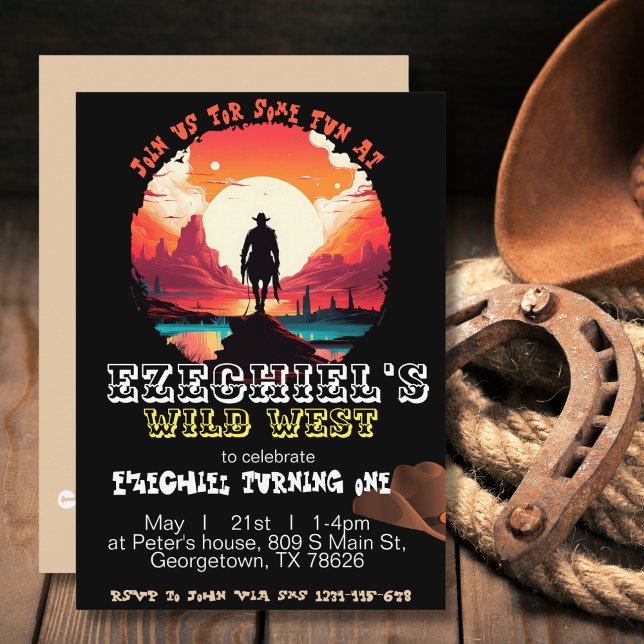 coucher de soleil Cowboy Invitation d'anniversaire (Créateur téléchargé)