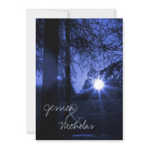 Coucher de soleil des arbres Invitations de mariag