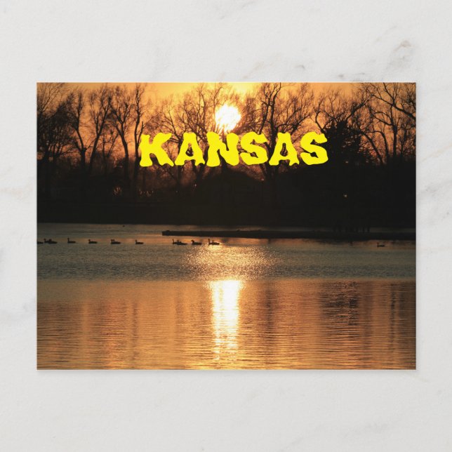 Coucher de soleil du Kansas avec carte POST de réf (Devant)