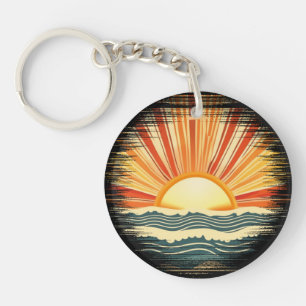 Coucher de soleil et océan rétro vintage