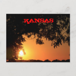Coucher de soleil Kansas avec carte postale Silhou