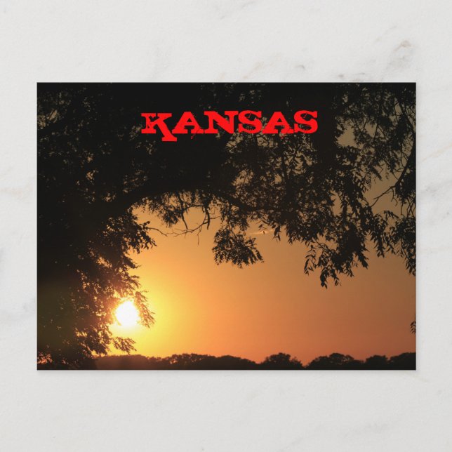 Coucher de soleil Kansas avec carte postale Silhou (Devant)