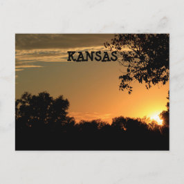 Coucher de soleil Kansas avec carte postale Silhou