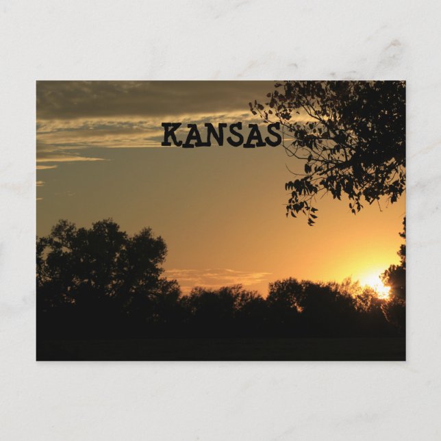 Coucher de soleil Kansas avec carte postale Silhou (Devant)