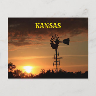 Coucher de soleil Kansas avec carte postale Silhou