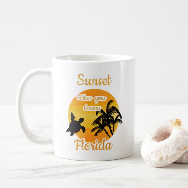 Coucher de soleil mignon en Floride Mug café (Avec donut)
