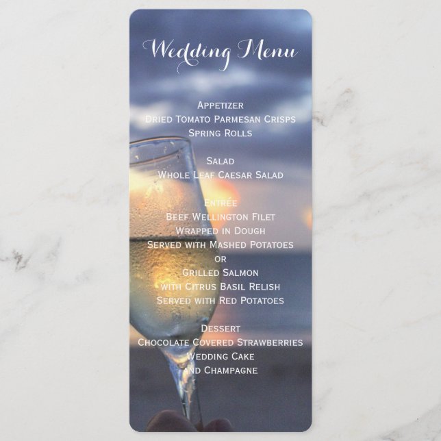 Coucher De Soleil Personnalisé Sur Le Menu Mariage (Devant)
