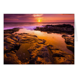 Coucher de soleil sur des bassins de marée, Hawaï