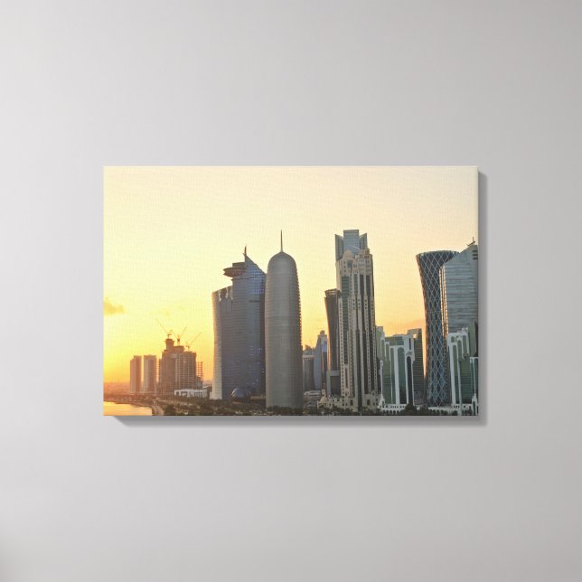 Coucher de soleil sur Doha, Qatar, toile imprimé (Recto)