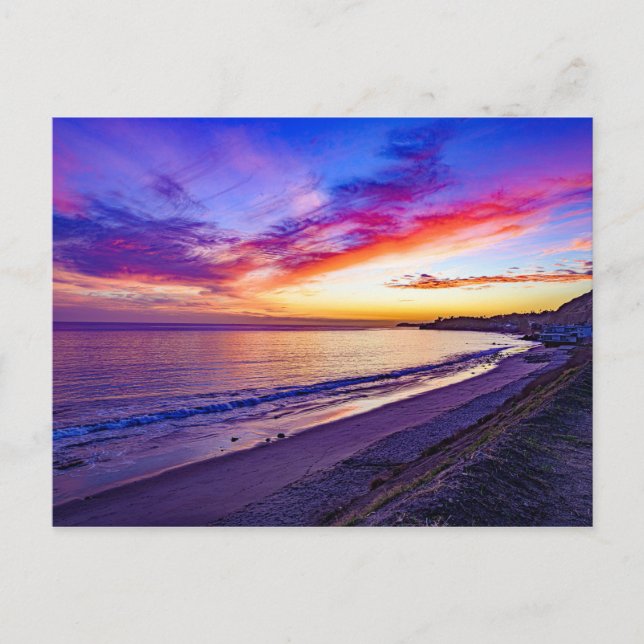 coucher de soleil sur la carte postale de la plage (Devant)