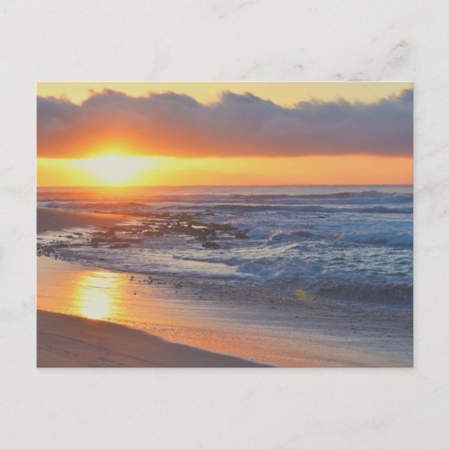 Coucher de soleil sur la carte postale de la plage (Devant)