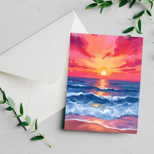 Coucher de soleil sur la côte fuchsia Carte aqua