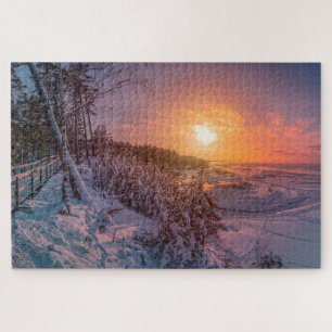 Coucher de soleil sur la mer de neige puzzle