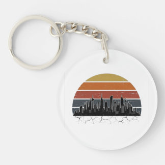 Coucher de soleil sur la skyline de la ville rétro