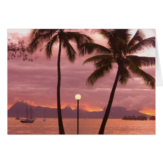 Coucher de soleil sur Moorea depuis la plage de So (Devant horizontal)