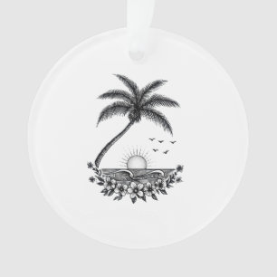 Coucher de soleil sur palmiers tropicaux – Art lin