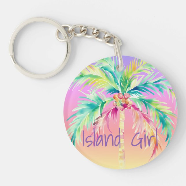 Coucher de soleil tropical Palm Tree Island Girl (Devant)