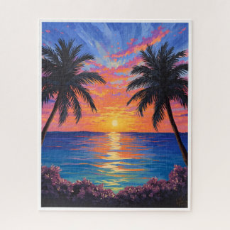 Coucher de soleil tropical – Puzzle vibrant de l'o