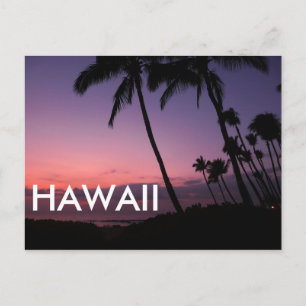 Coucher de soleil tropical violet Hawaii carte pos