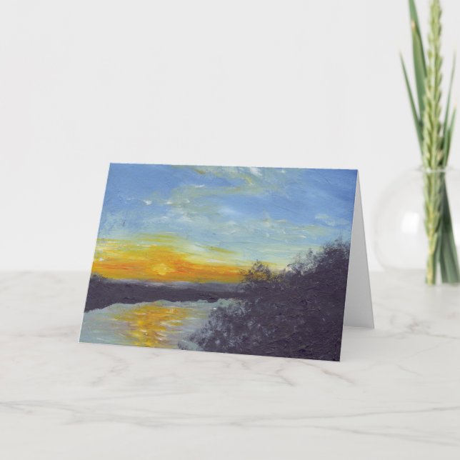 Coucher du soleil au-dessus de la carte de voeux (Devant)