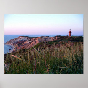 Coucher du soleil d'Aquinnah et affiche de phare