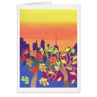 Coucher du soleil de chute au-dessus de NYC