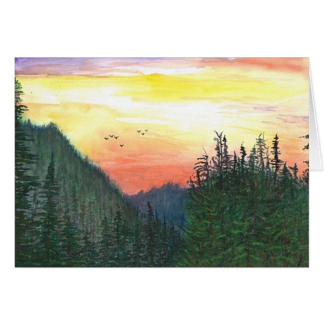 Coucher du soleil de forêt de l'Orégon (Devant horizontal)